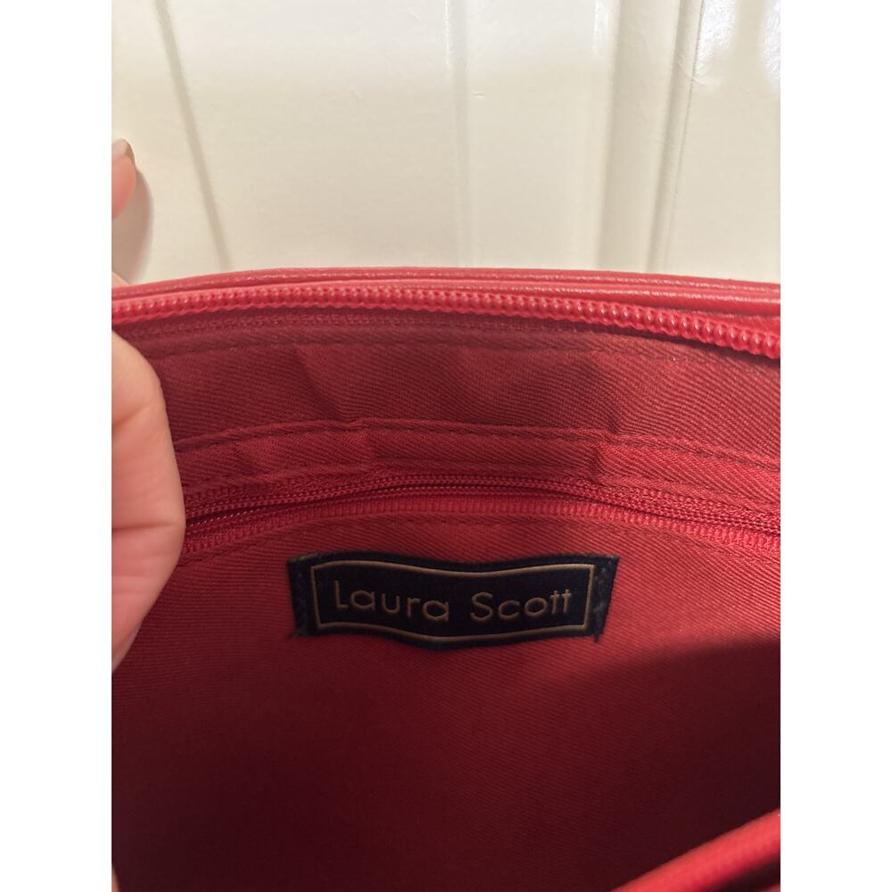 Vintage Laura Scott Red Leather Crossbody Shoulder Bag - Picture 7 of 10